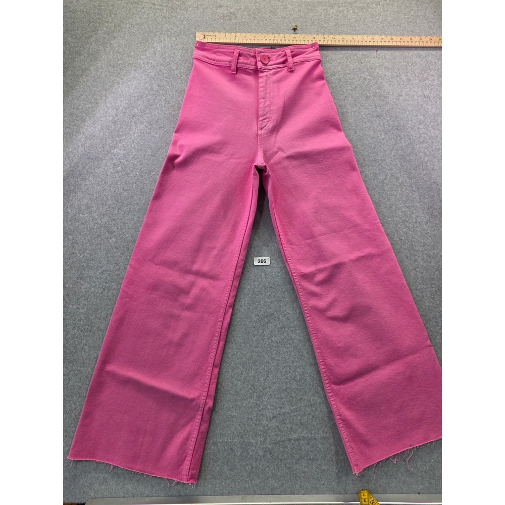 Wild Fable Pink High Rise Wide Leg Raw Hem‎ Pants Womens Size 2 Stretch Denim